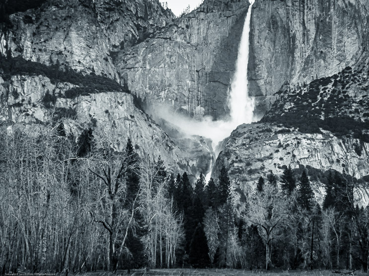 Yosemite Falls from Chapel Meadows at Sunset