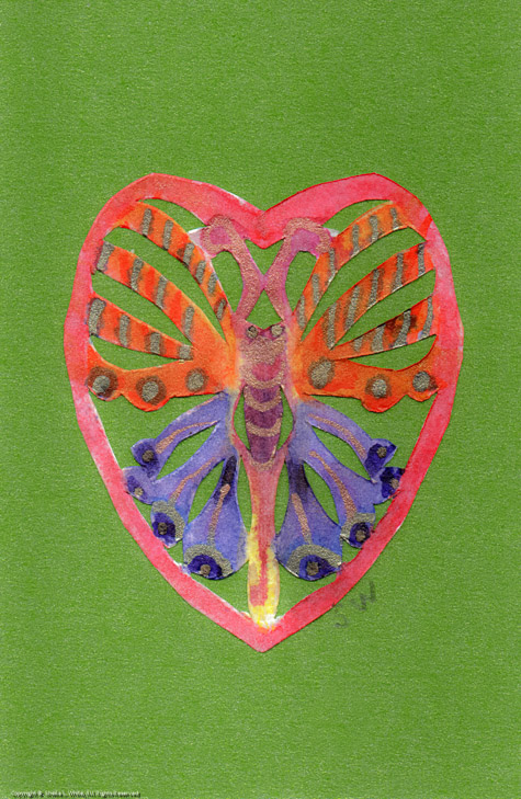 Butterfly Heart on Green