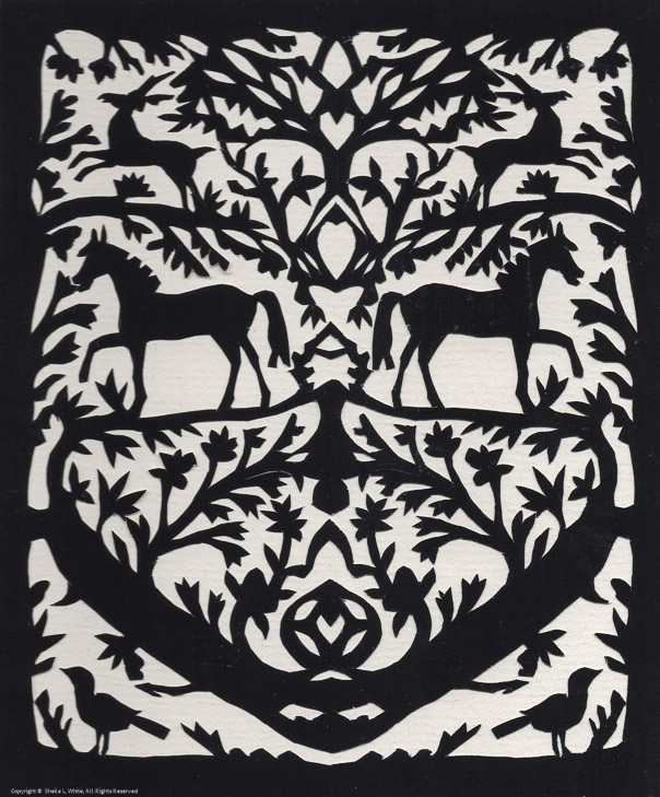 Horses and Deer in the Forest